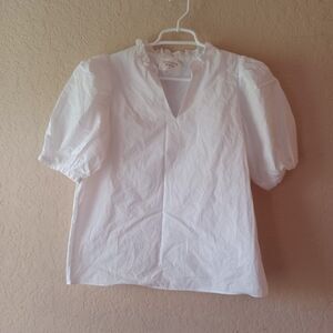 Hyacinth House Tuckernuck White Ruffle Leigh Blouse - Size Small NEW
